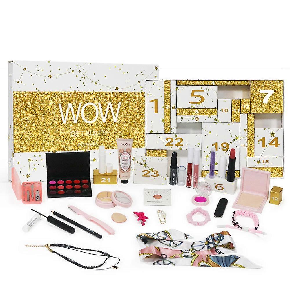 איפור Advent לוח שנה 2024 נערות נוער נשים יופי ספירה לאחור לוח שנה חג המולד, דברים אופנתיים ערכות איפור ייחודיות