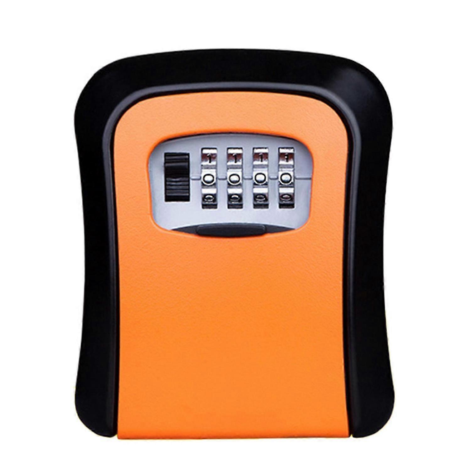 Orange key storage lock box safe security storage combination wall mount lock box outside garage z45
