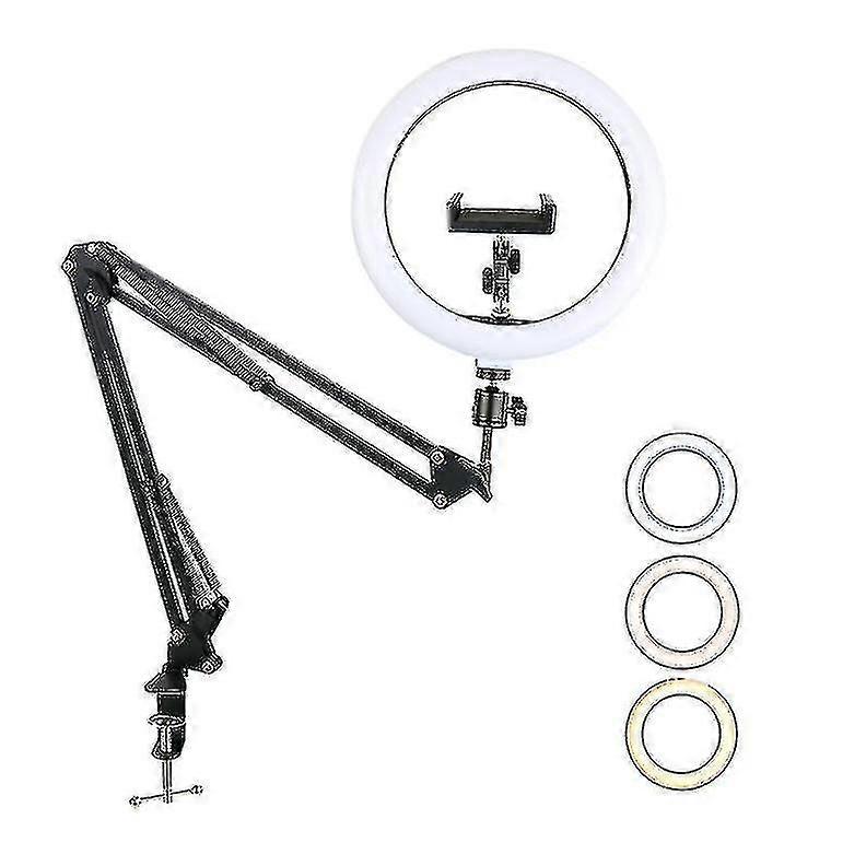10in Led Selfie Ring Light Extendable Arm Stand Desk Phone Mount