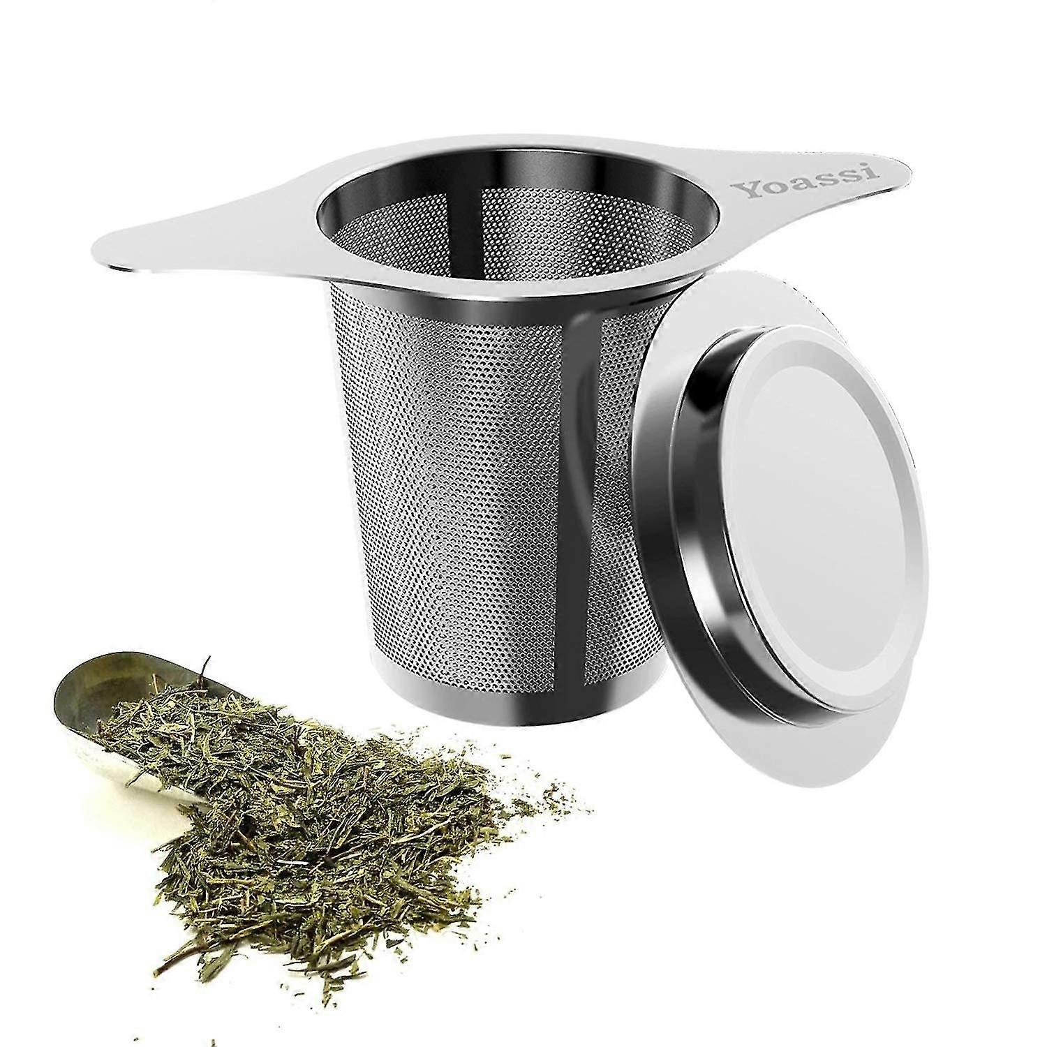Tea Infuser, 304 Stainless Steel Tea Filter Strainer With Lid And Double Handles Perfect For Hanging On Teapots, Mugs, Cups To Steep Loose Leaf Tea An