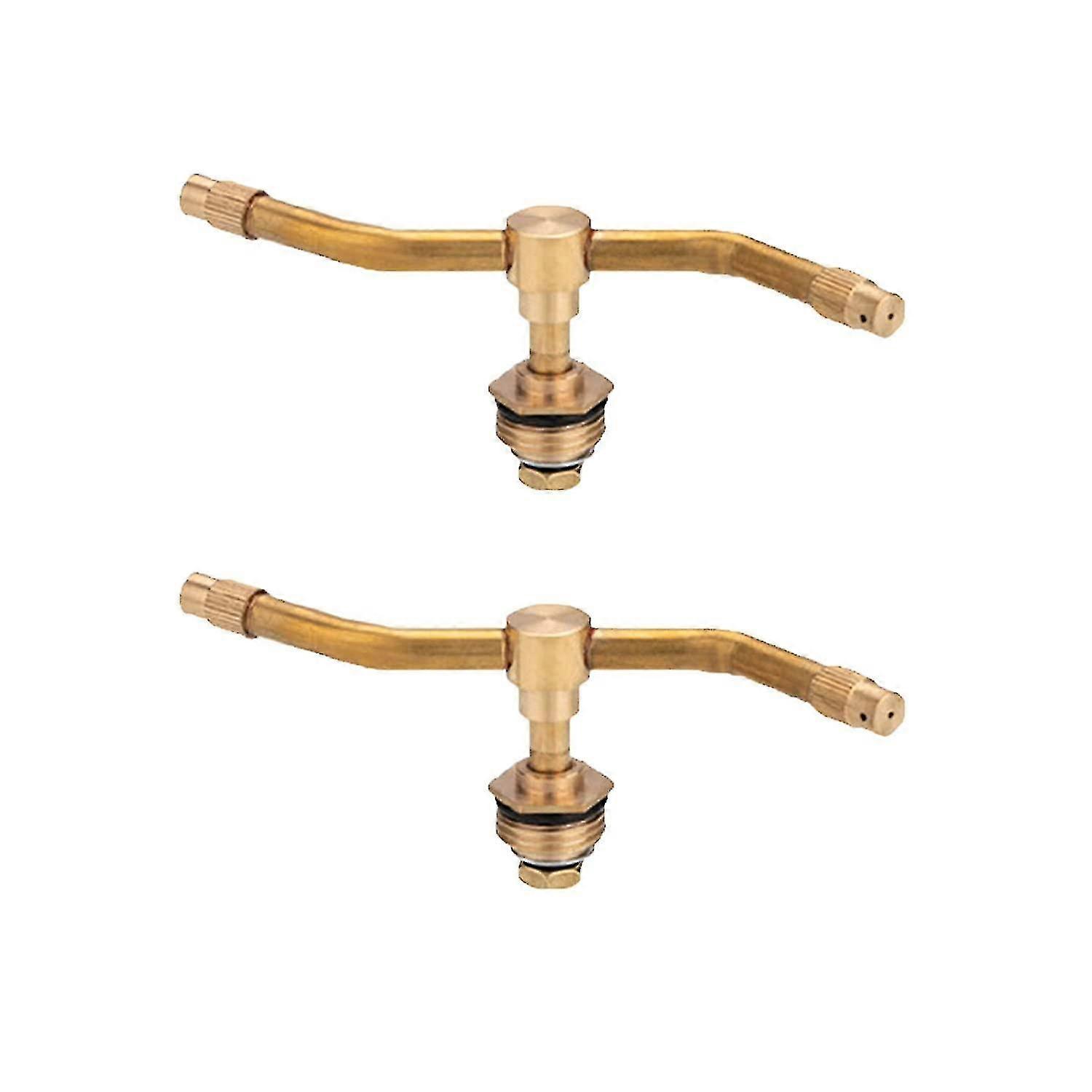 2 Arm Automatic Rotary Sprayer, 360 Degree Rotation Irrigation System Sprinkler Head, Large Area Coverage Watering Nozzle For Garden(2pcs, Gold)