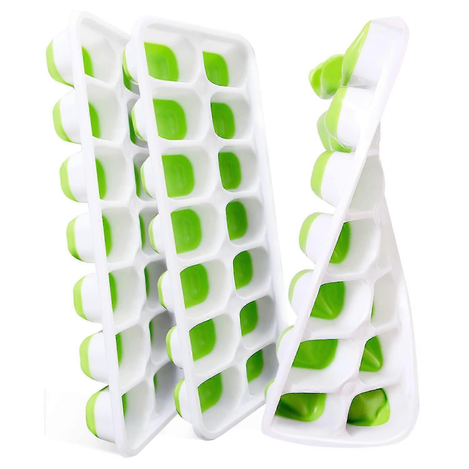 Ice Cube Trays, 3 Pack Reusable Silicone 14-ice Cube Molds With Spill-resistant Removable Lid, Flexible And Odorless, For Whiskey And Cocktails
