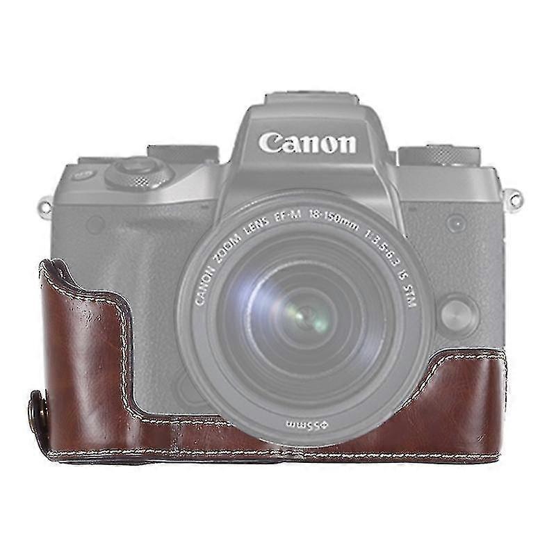 1/4 Inch Thread Pu Leather Camera Half Case Base For Canon Eos M5(coffee)