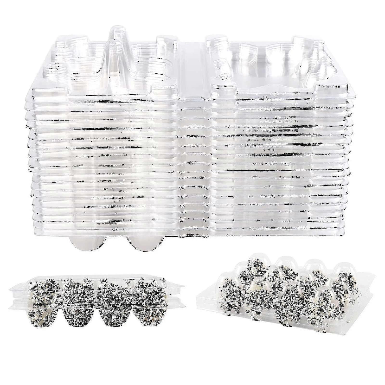 100pcs 12 Grids Quail Egg Box Reusable Quail Egg Cartons Egg Stora Box Transparent Frid Stora Box Mini Egg Dispenser With Lid For Refrirator Tw