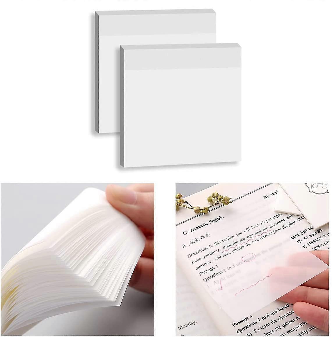 100pcs Transparent Sticky Notes Self-Stick Note Pads, Transparent Self Adhesive Removable Transparent Notes