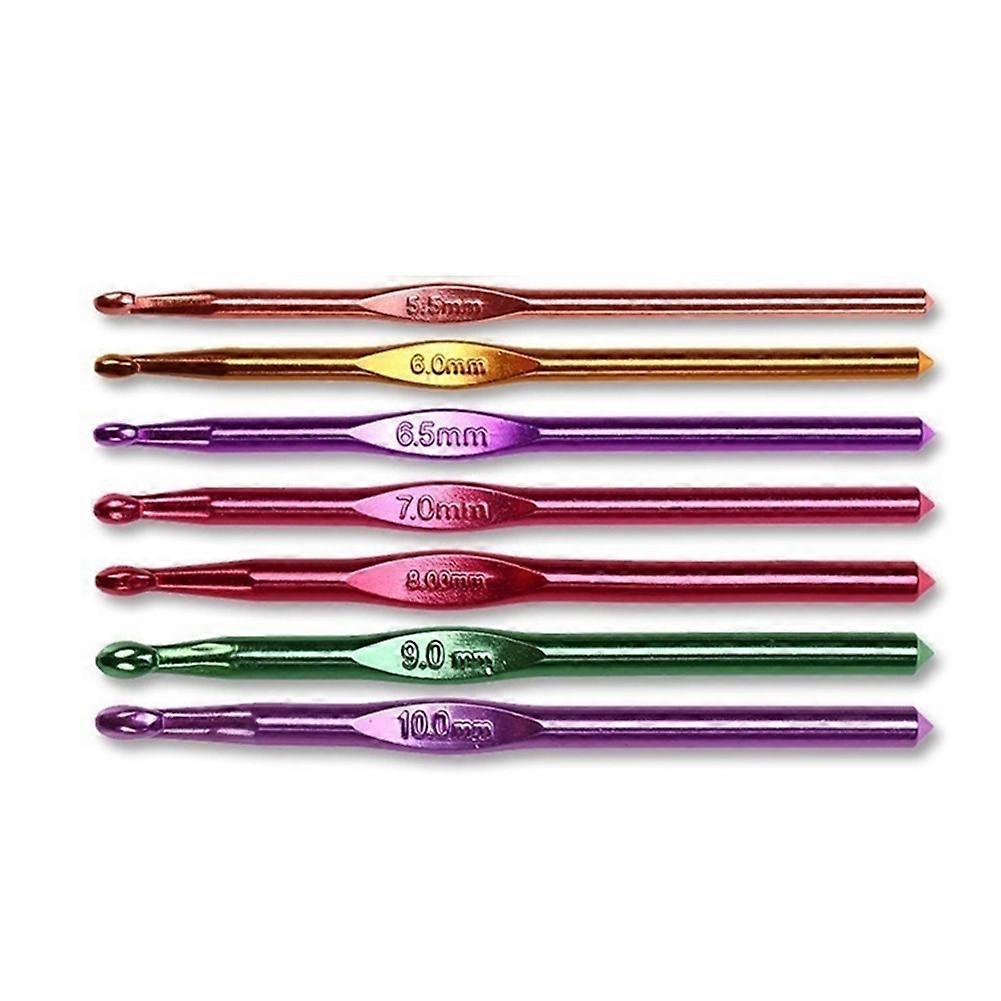 8Pcs 2-5.5mm Different Size Colored Aluminum Crochet Hooks Needles Set Tools