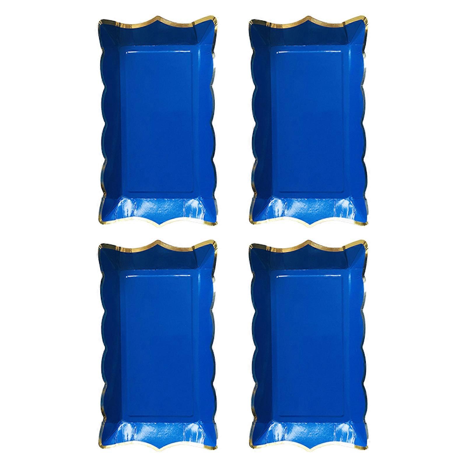 4Pcs/Set Disposable Fruit Plate Multifunctional Large Capacity Colorful Rectangular Disposable Tableware Plate for Picnic