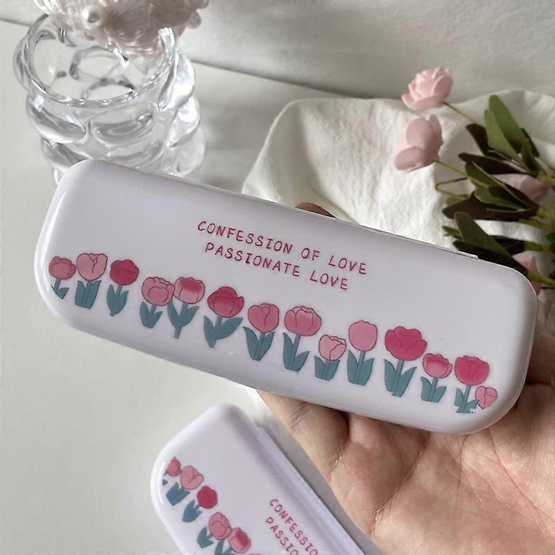 2pcs flower Glasses Case Portable Retro