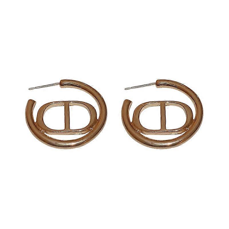 Gold Statement Hoop Earrings Studs Metal