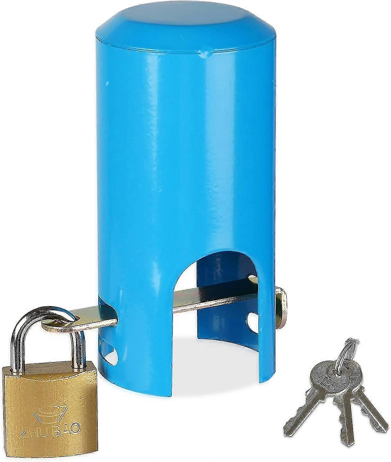 Outdoor Faucet Lock System Child Safty Anti-theft Water Faucet Lock Multifunctional Iron Water Tap Lock Protective Lock For Park Garden (blue)