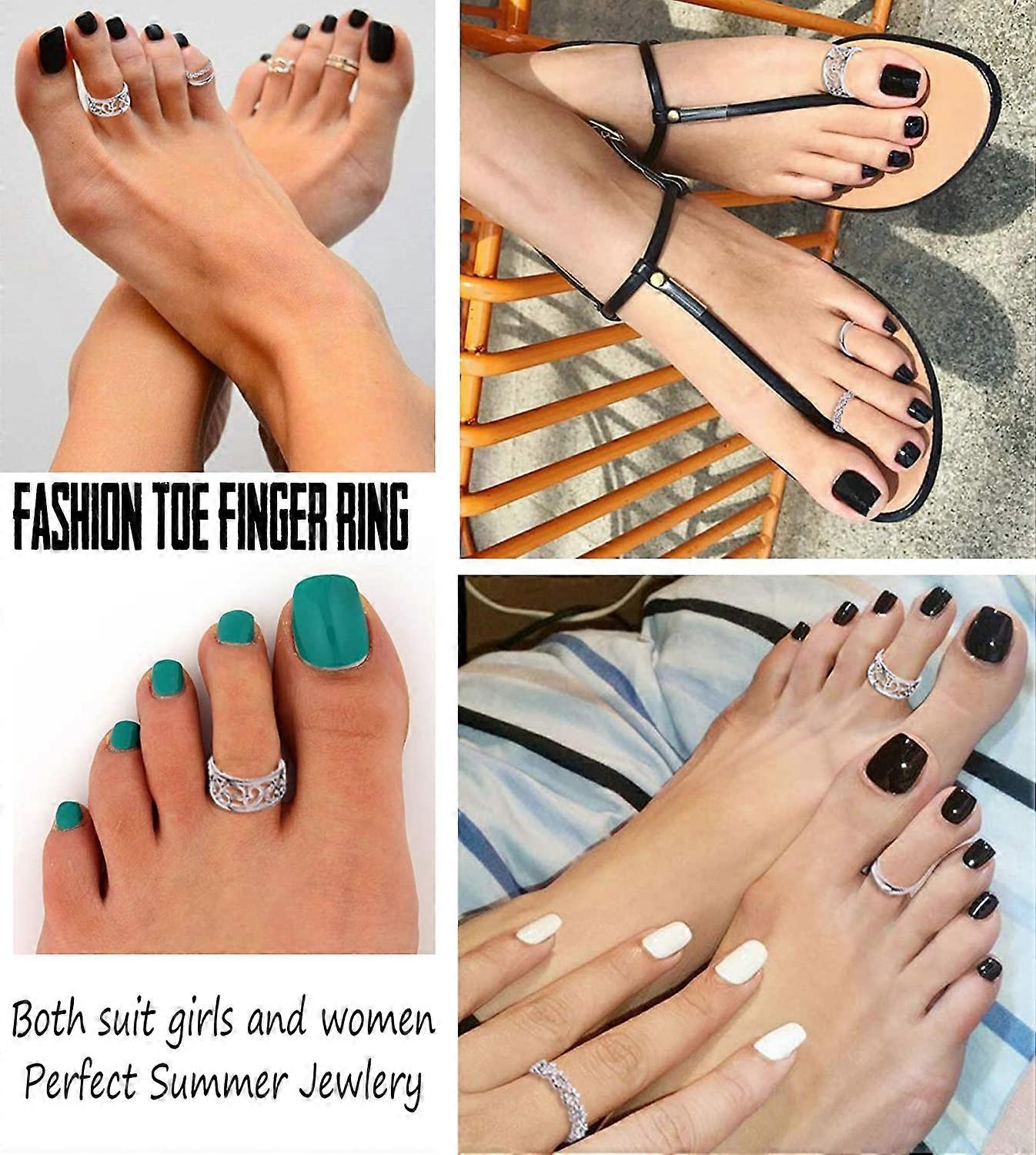 3 Pcs Toe Rings for Women Girls, Open Toe Rings Adjustable Small Finger ...