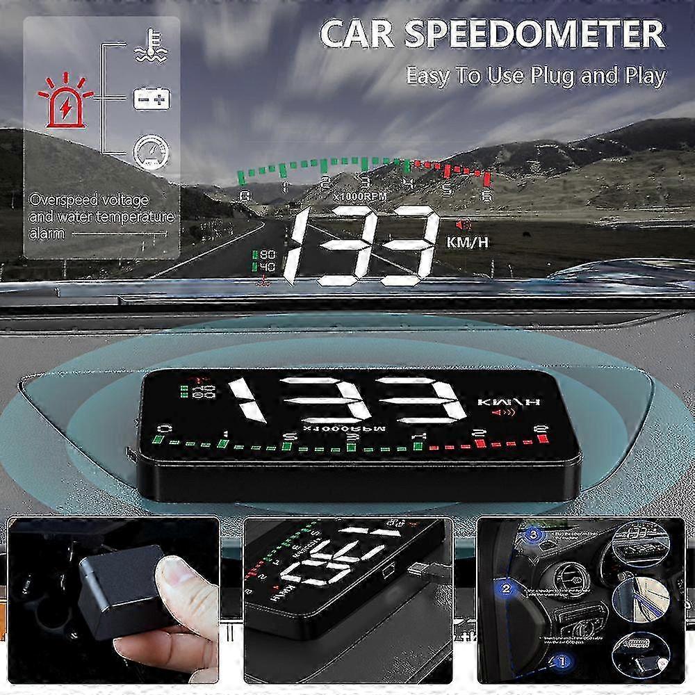 A900 Auto Hud Display Bilprojektor Alarm Eobd Obd2 Head Up Display Speedometer Frontrute Elektronisk tilbehør
