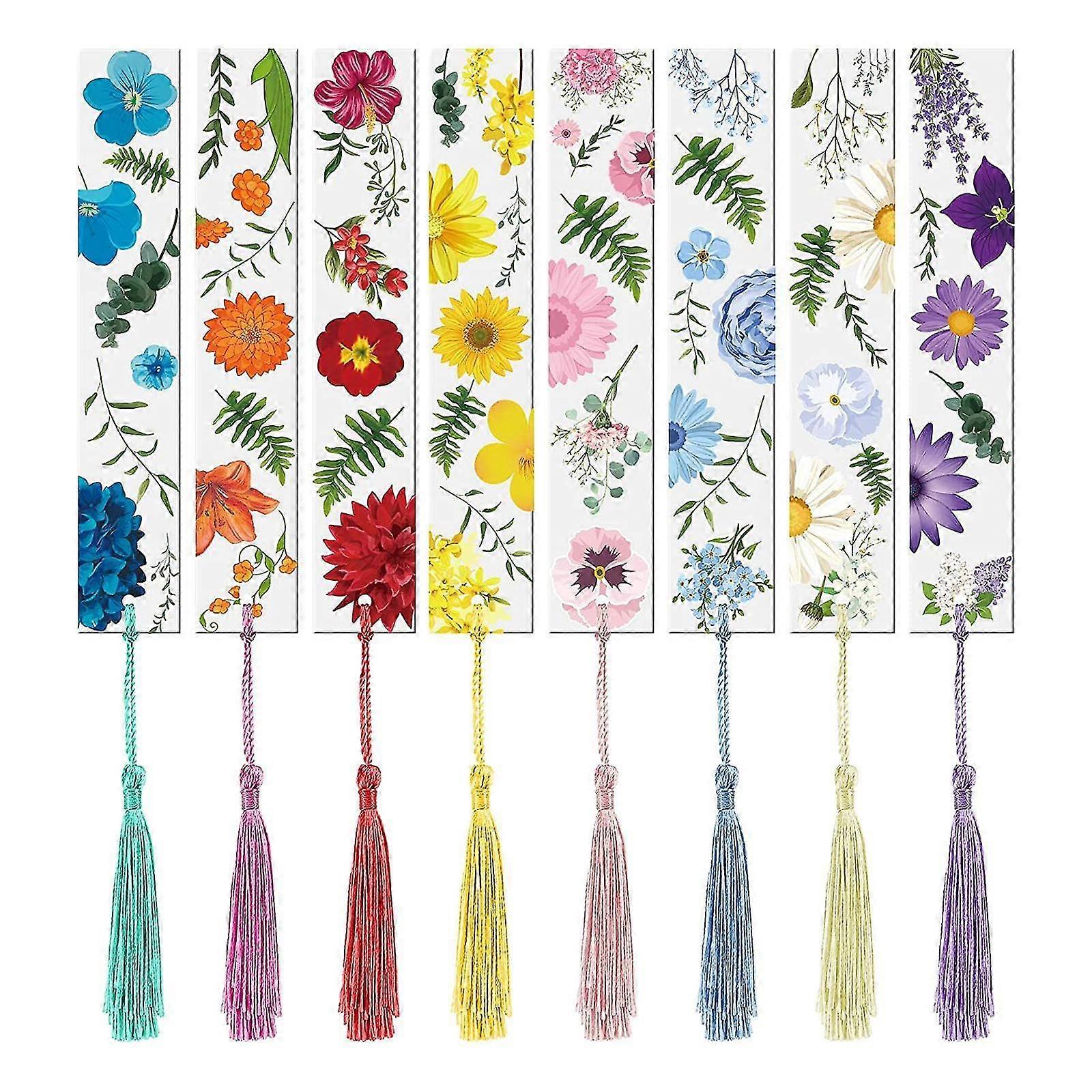 8pcs Transparent For Floral Bookmarks Stationery For Writer Reader