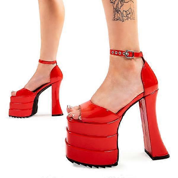 Lamoda Strike Again Platform Sandals - LMF 2881 - RedPAT - UK4