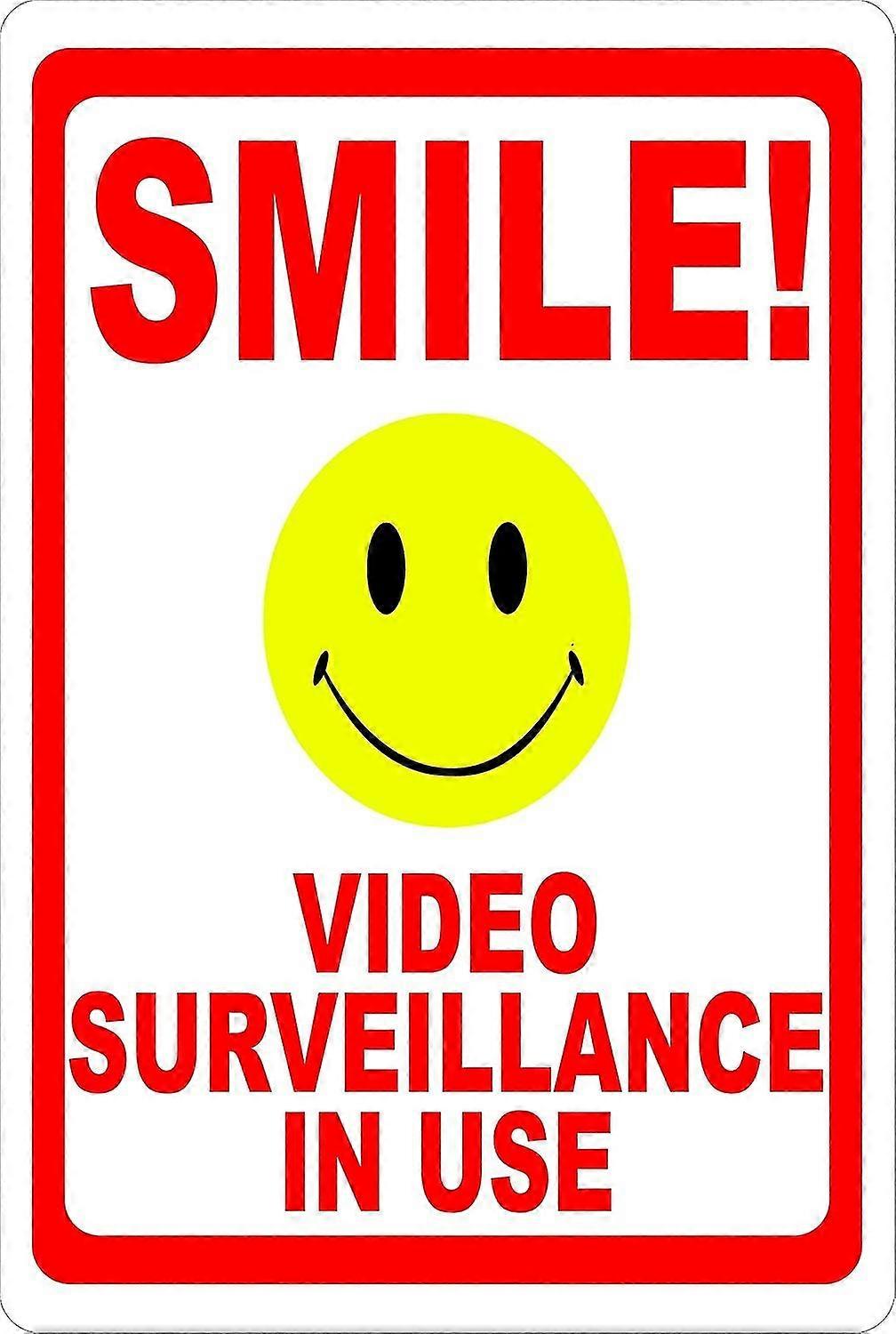 Placa de Vigilância por Vídeo em Uso Smile. 8x12 polegadas OU 12x16 polegadas de metal. Modo 2255