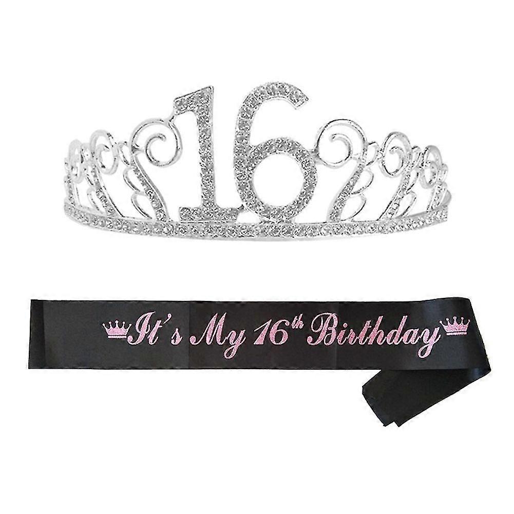 Corona di tiara di compleanno con set di tracolla per forniture per feste di compleanno
