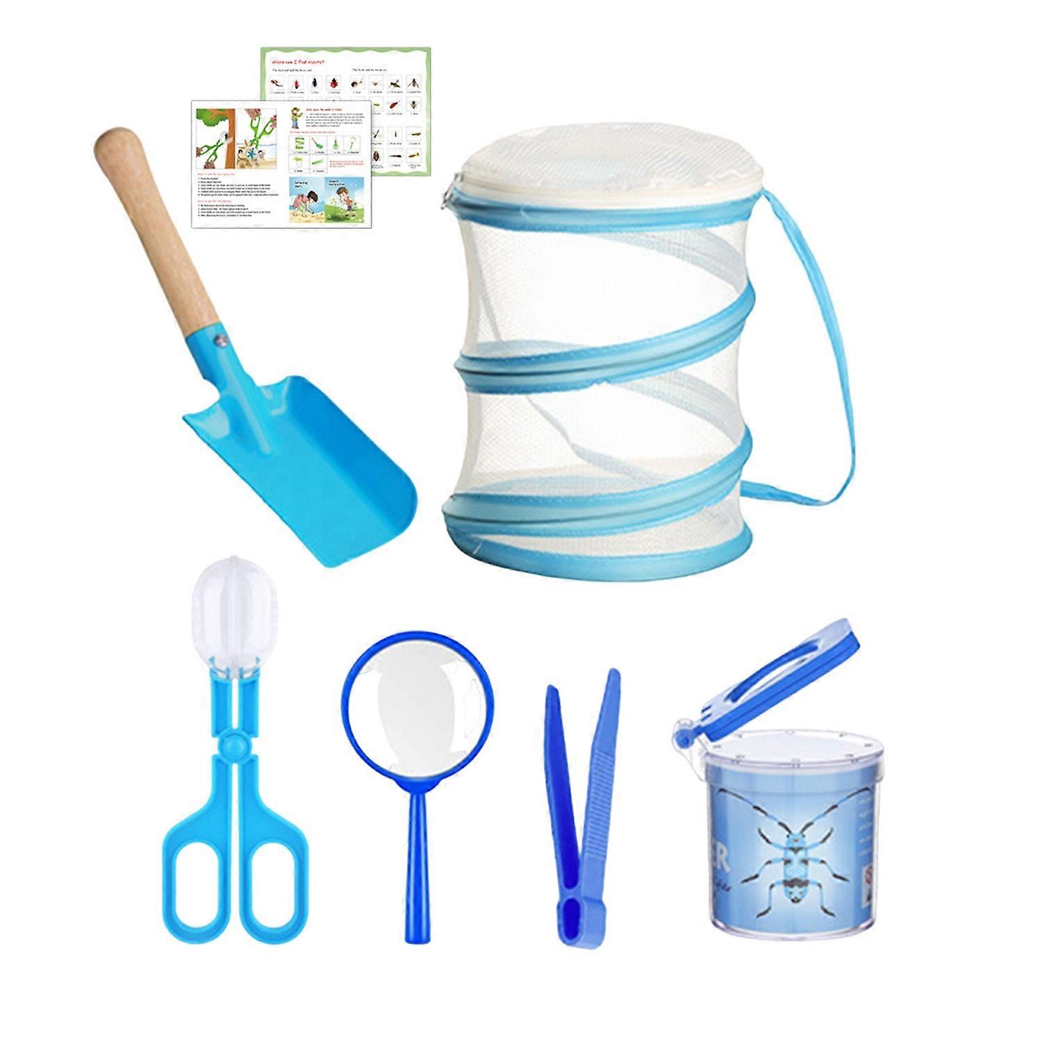 7Pcs/Set Kids Animal Catcher Kit with Collector Box Foldable Mesh Cage Scissor Clip Tweezer