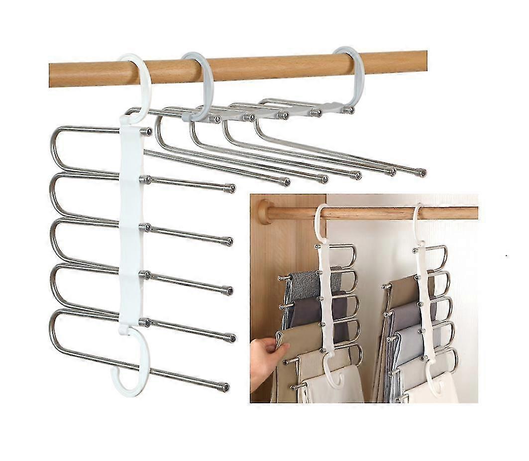 2022 New Multifunctional Folding Clothes Hanger Multi-Layer Clothing Storage Rack Closet Space Saving