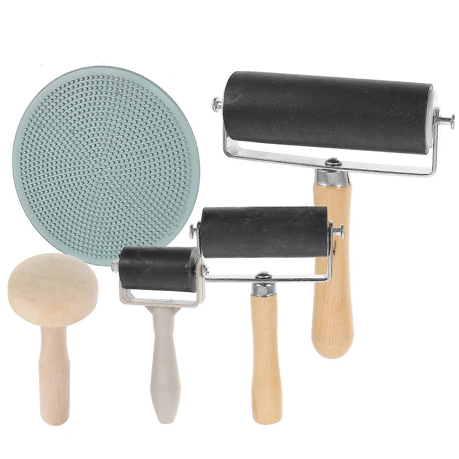 1 Set Portable Brayer Roller for Printmaking Glue Roller Ink Applicator Painting Crafting Ink Roller