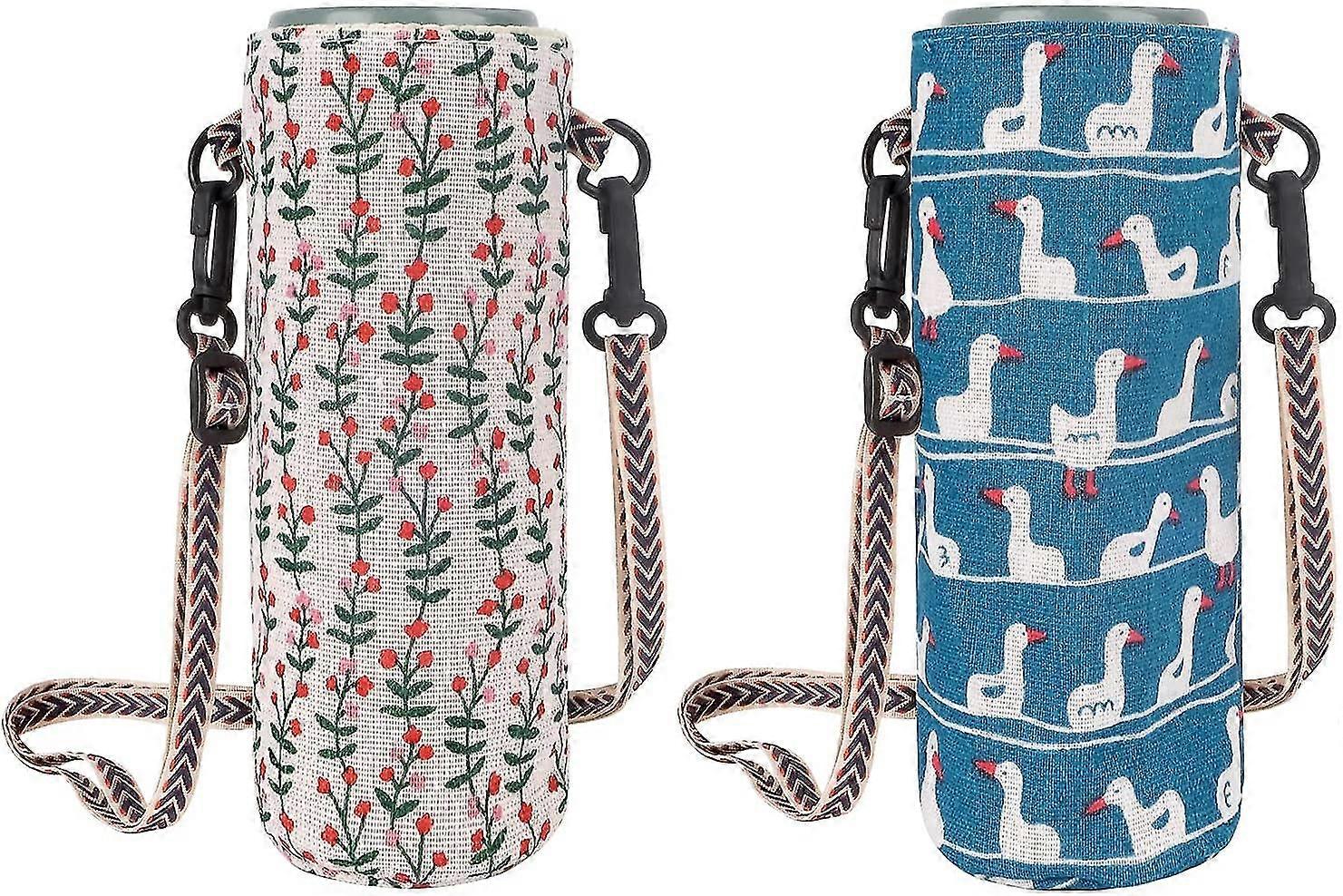 2pcs Water Bottle Tote Bag With Adjustable Shoulder Strap
