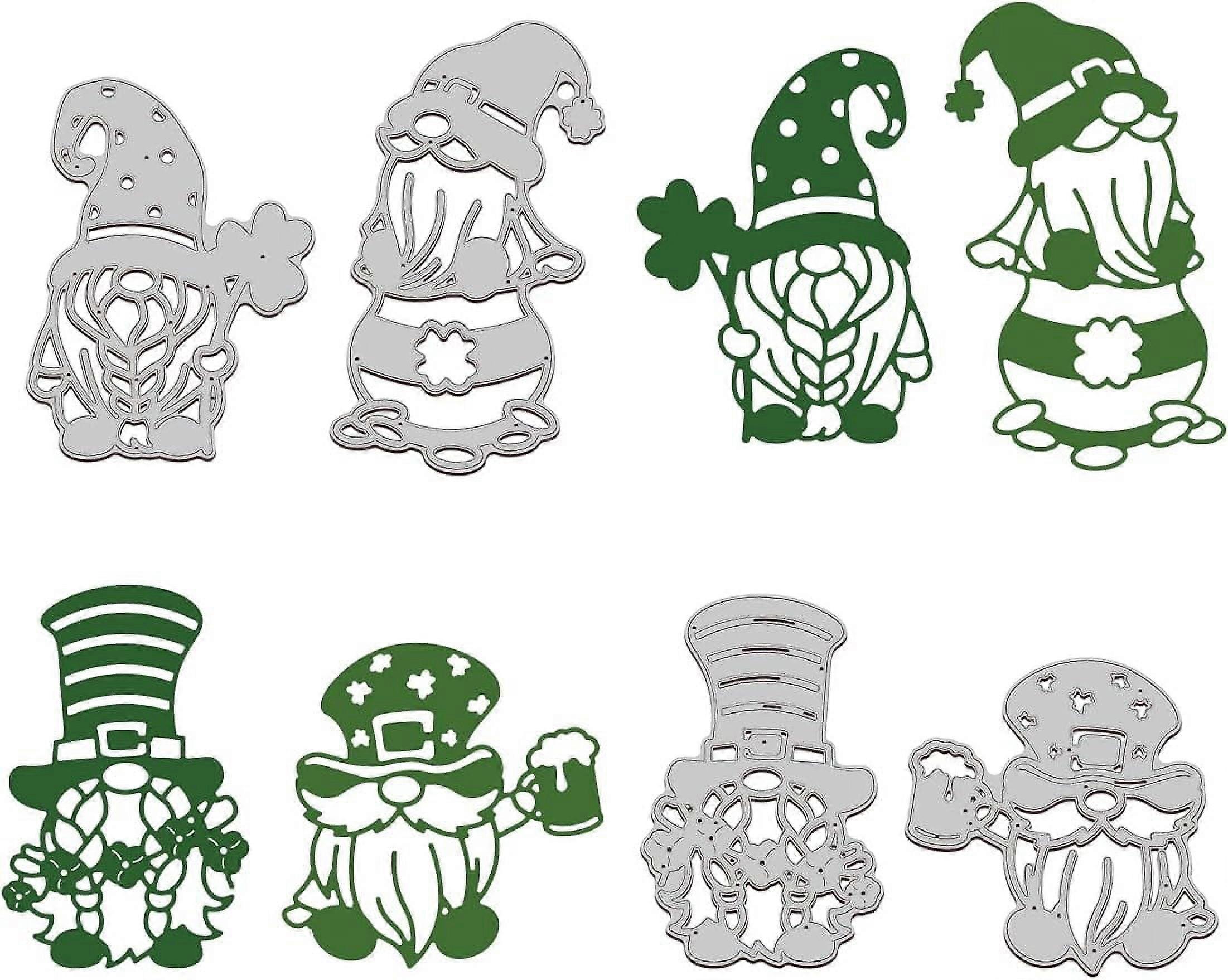 St. Patrick's Day Gnome Cutting Dies Lucky Grass Carbon Steel Die Cuts for DIY Crafting Embossing Stencil Template for Card Making Scrapbooking Photo