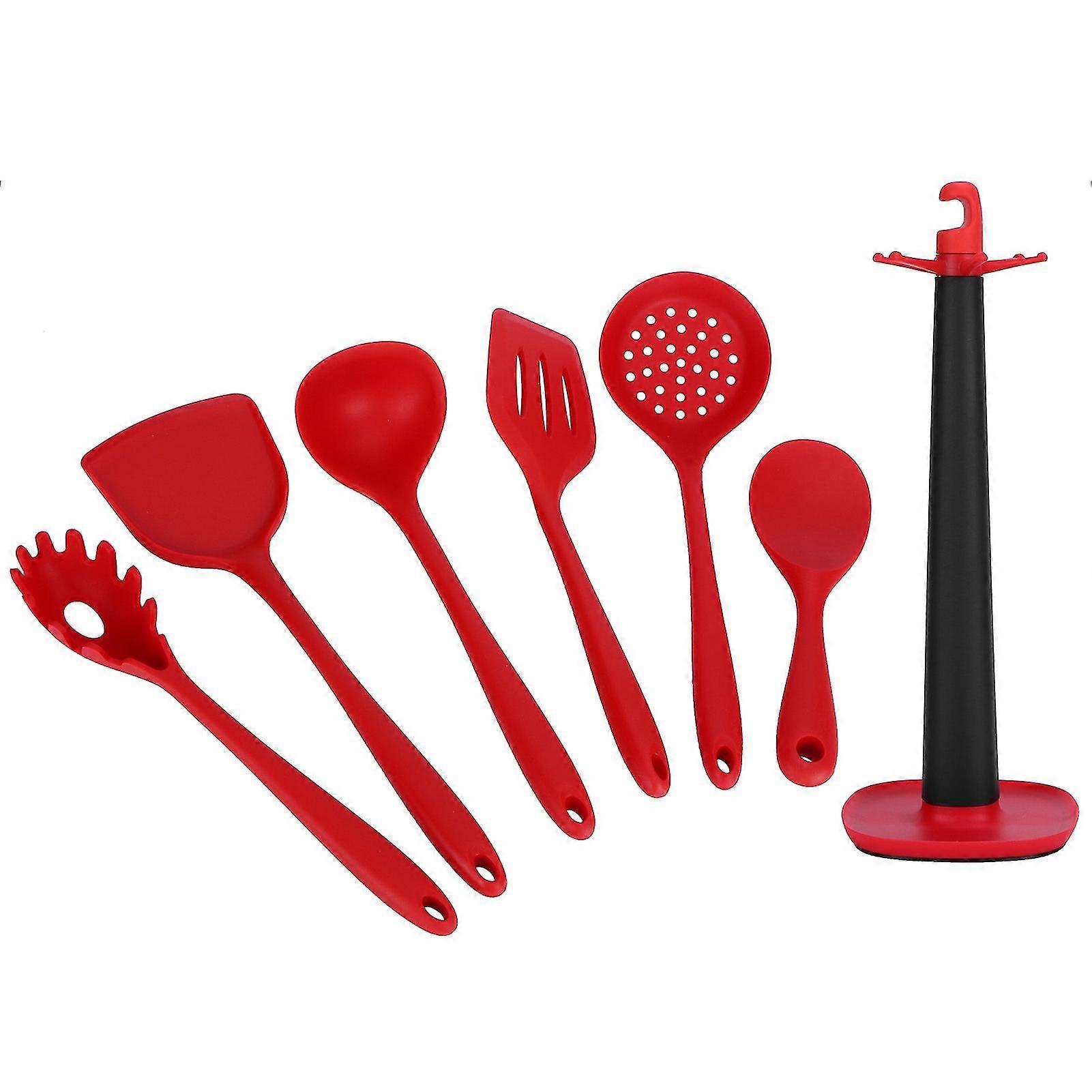 7PCs Silicone Heat-Resistant Kitchen Utensils Set with Storage Rack