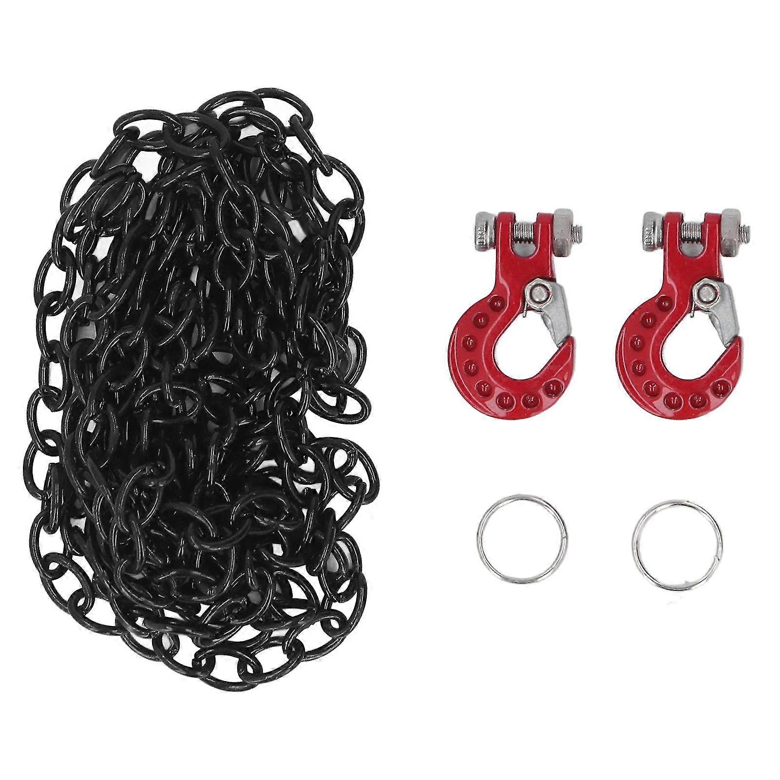 110 RC Crawler Truck Red Tow Hook Trailer Chain Set Upgrade Part Decoration Fit compatible with SCX10 D90 RC Car