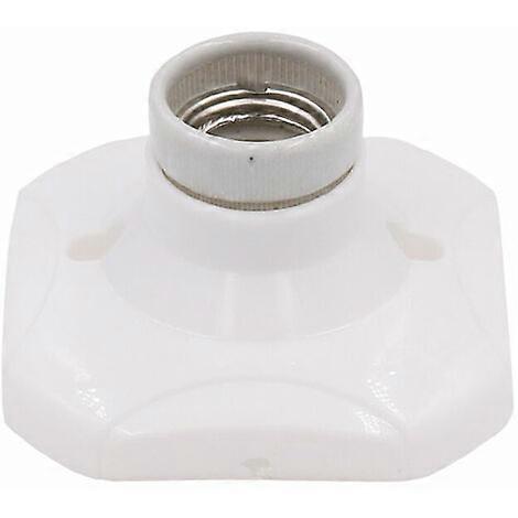 E27 LED Light Bulb Socket, Ceramic E27 Socket and Plastic Base,  White E27 Socket with Ring for Entrance/Ceiling/Balcony Lighting