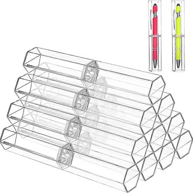 10 Pcs Acrylic Pen Boxes Clear Ballpoint Pen Case Pencil Gift Box Pen Container Single for School O