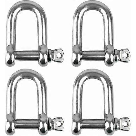 Bow Shackle 4 Pieces M8 Stainless Steel D Shape Chain Shackle Lifting Buckle Lifting Chain Shackle with Threaded Screw Pin