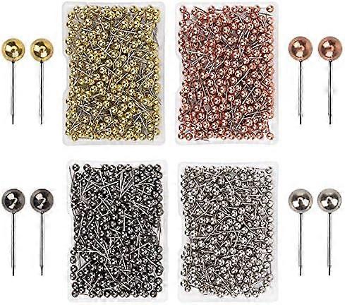 1000 Pieces Push Pins Head Map Push Pins Map Push Pin Head Pin Tacks Push Pins for Cork Board, Fabric Marking, 1/8" Round Metal Head