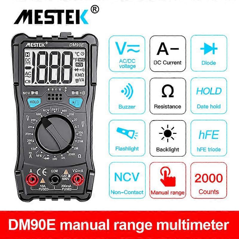 Mestek Digital Multimeter Auto Smart Range T-RMS DC AC Voltage Current Capacitance Ohm Diode multimetro Temperature Multimeter