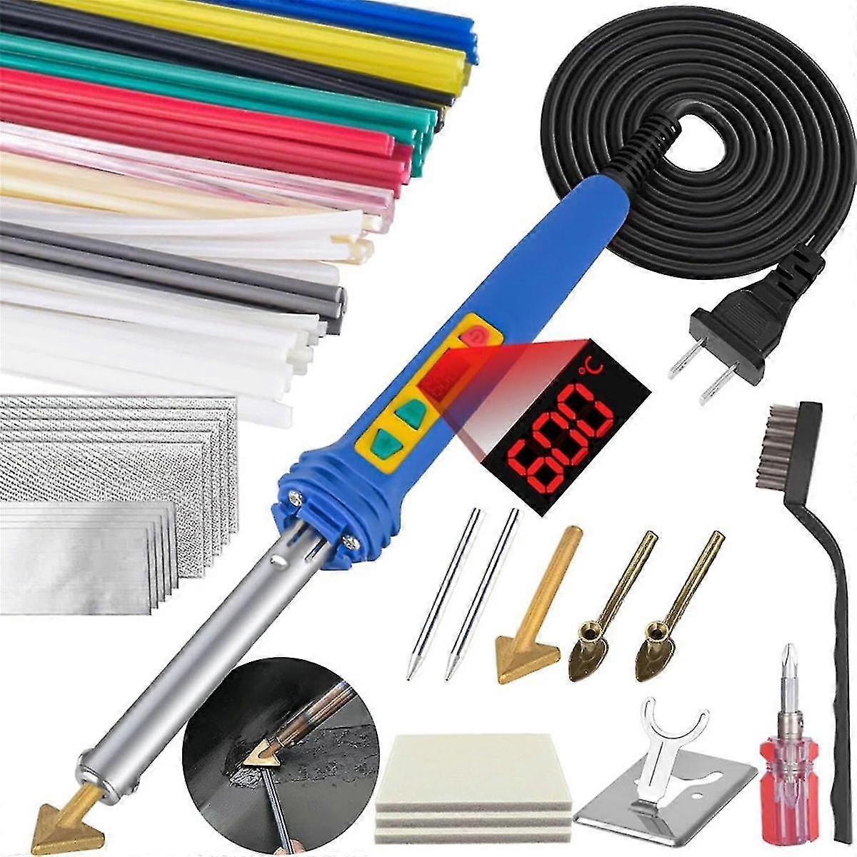 150W LED Digital Adjustable Temperature Plastic Welder,6 Tips 3-IN-1 Plastic Welder Soldering Iron Kit,for DIY US Plug