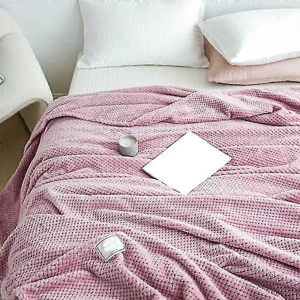 Cooling Blanket Milk Fleece Lattice Jacquard Blanket Summer Cold Simple Nap Blanket for Sofa Bed Office Bean Paste Color 100x120cm