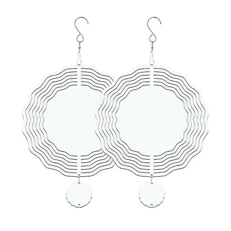 2 Pack 8 Inch Sublimation Wind Spinner Blanks,3D Double Sided Sublimation Wind Powered Kinetic Sculpture for Yard Garden
