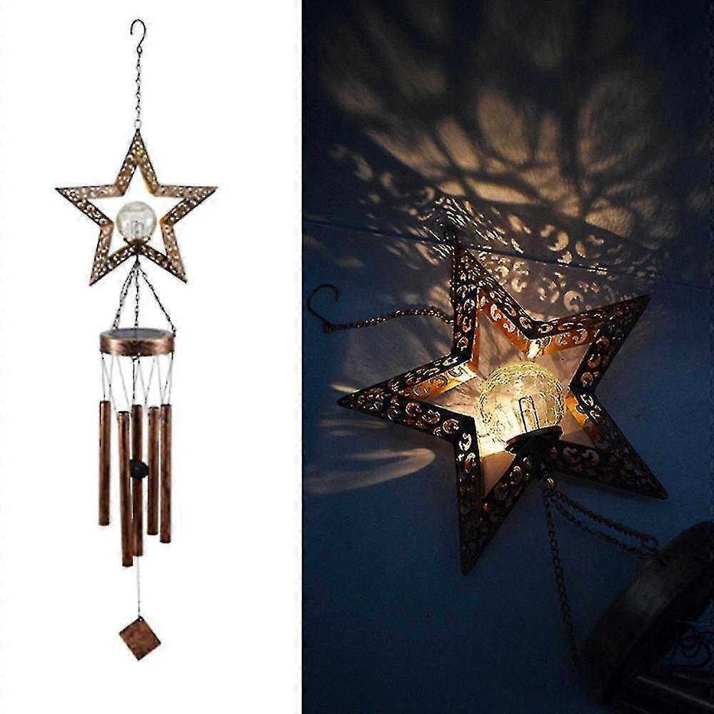 Sun Star Moon Wind Chimes Solar Windchime Light Outdoor Garden Decor