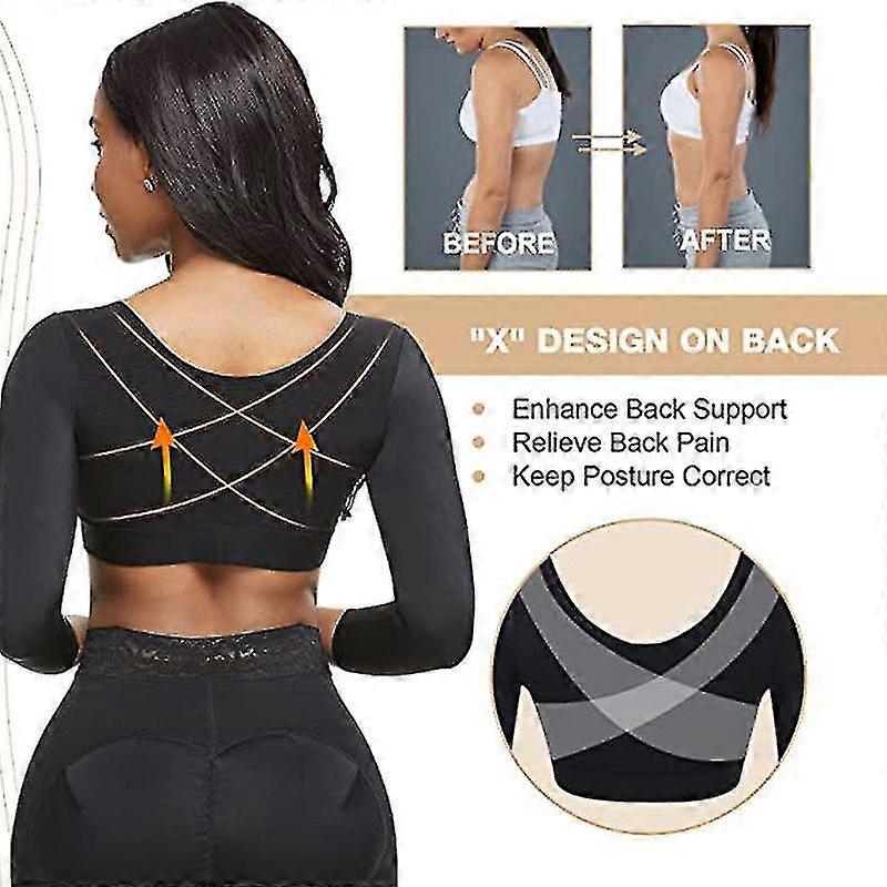 Mimigo Femei Shapewear 3 / 4 Maneca Brațul Shaper Front Closure Compresie Sutien Post Chirurgie Postura corector Rezervor Top
