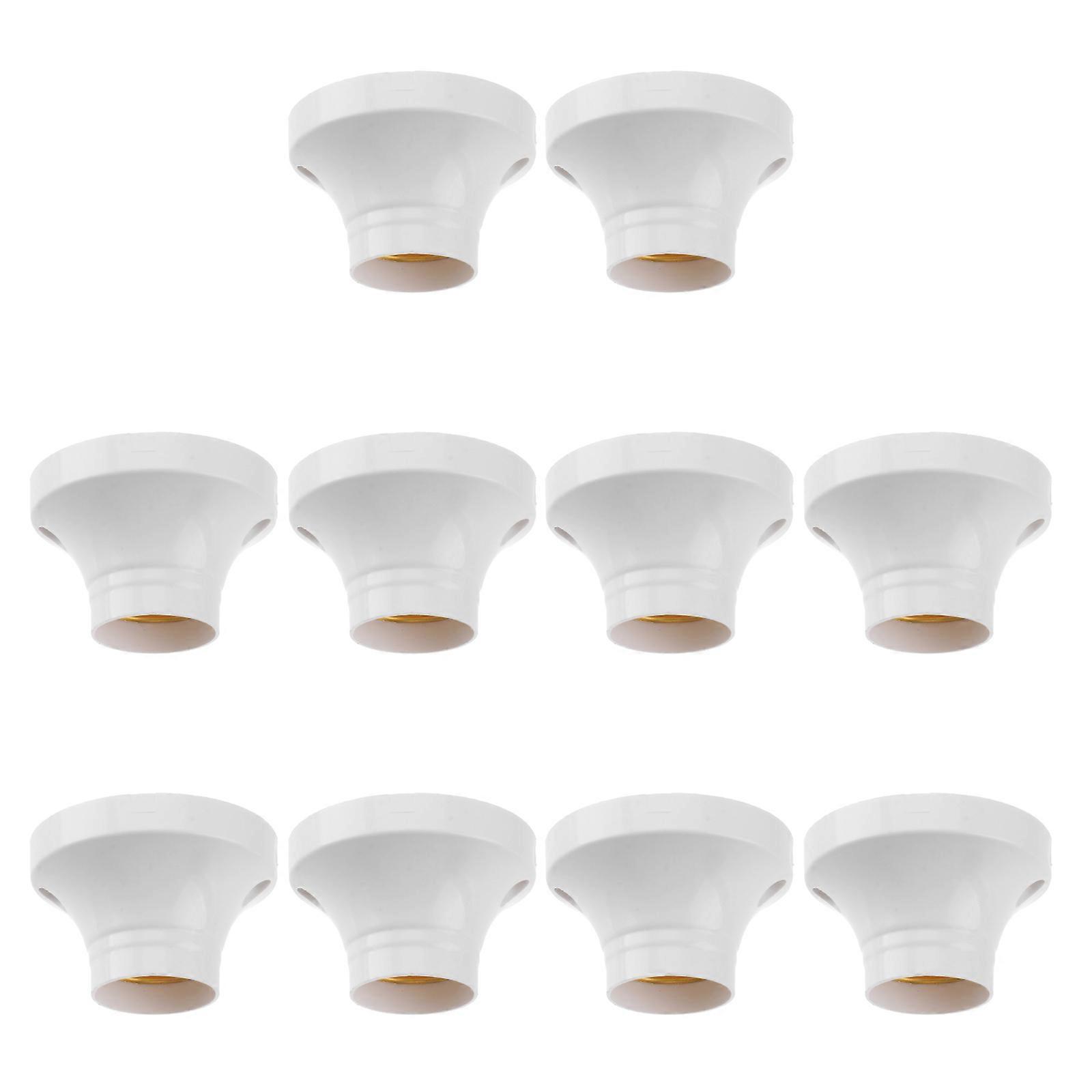 10pcs AC 250V 6A Plastic E27 Screw Type Socket Light Lamp Holder Base (White)