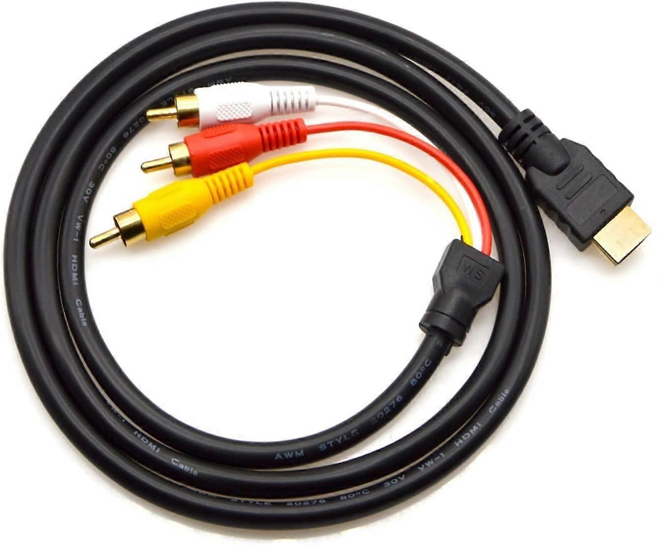 כבל HDMI ל-RCA 5ft/1.5m כבל מתאם מתאם HDMI זכר ל-3-RCA Video Audio AV component Converter