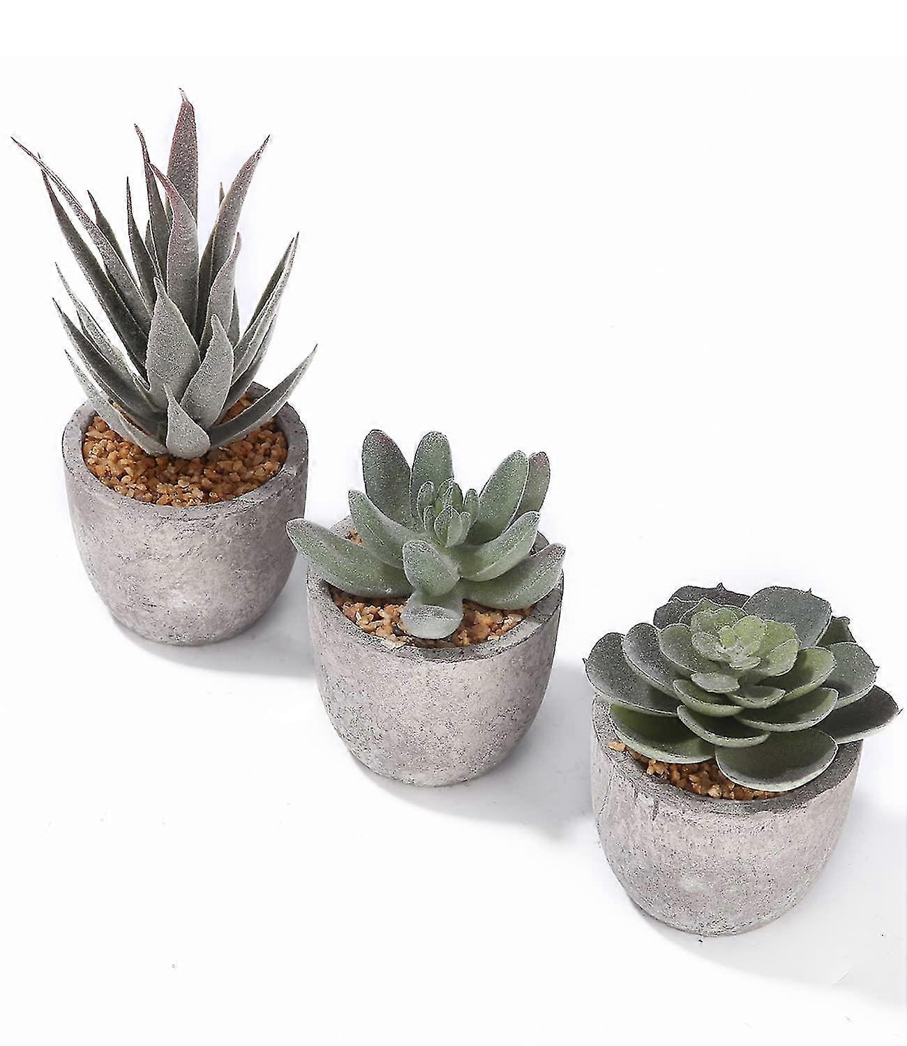 Artificial Plants, 3 Pieces Of Artificial Plants With Gray Pot And Simulated Soil, Artificial Succulents, Artificial Plants, Small Decoration For Livi