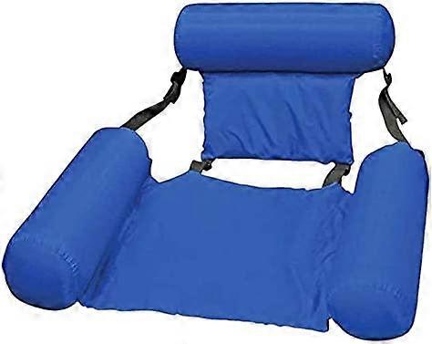 Pool Hammock Floating Recliner Inflatable Pool Chair Foldable Floating Water Hammock Reclining-Blue