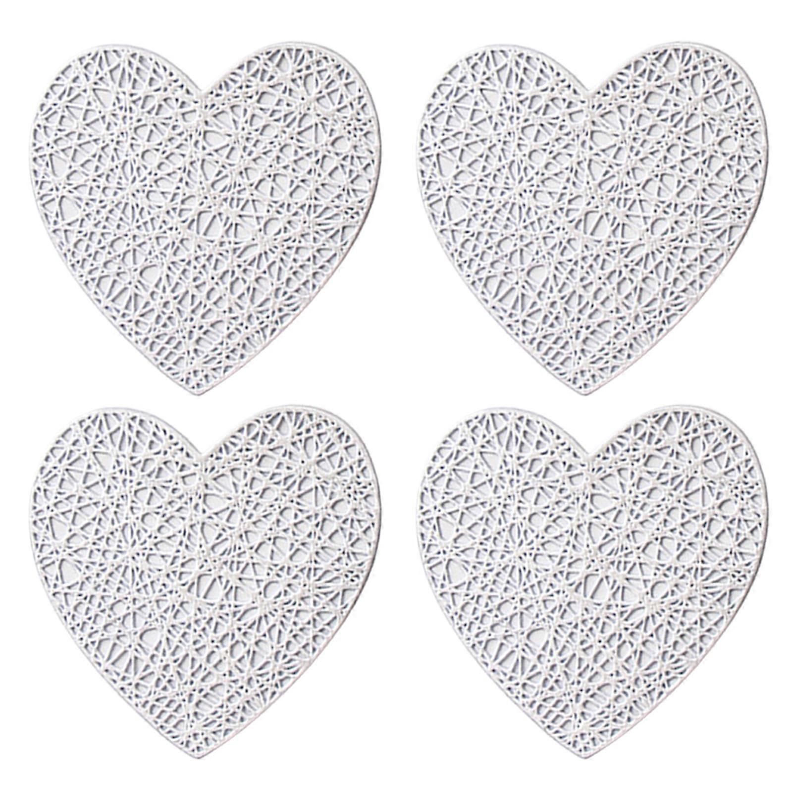 4Pcs Place Mats Hollow Anti-scratch Heart-shape Insulated Cup Mats Tableware for Daily Use