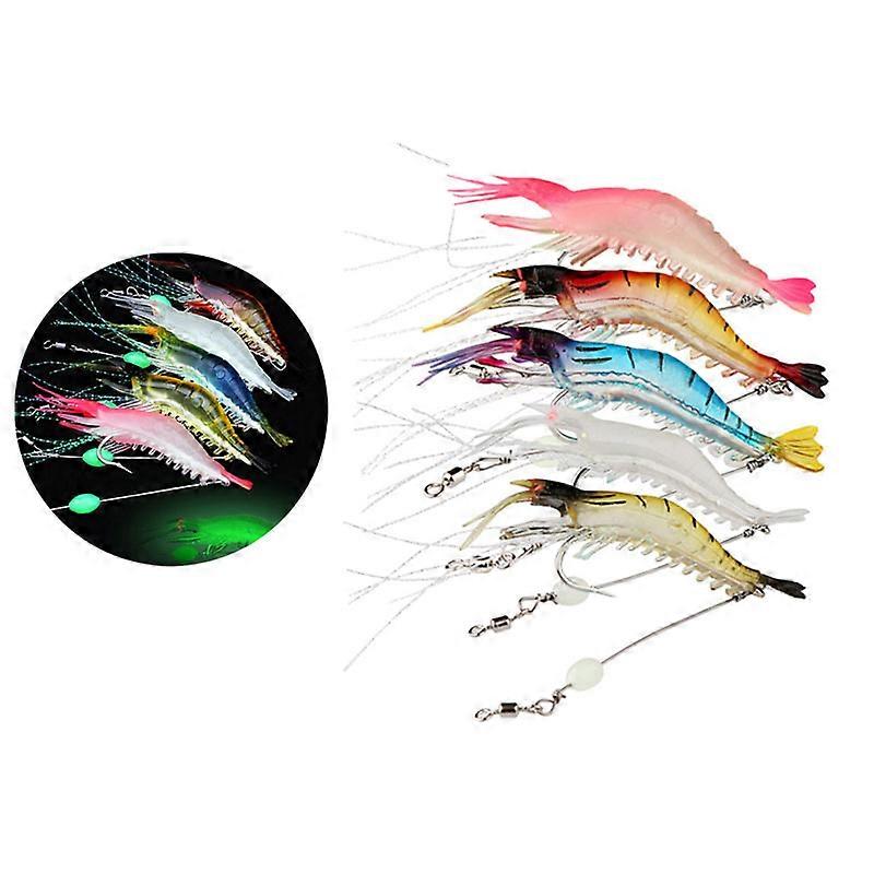 5pcs 9cm 6g Multi Color Shrimp Flashing Led Bait Hook Small Squid Jig Fishing Lure Bionic Bait