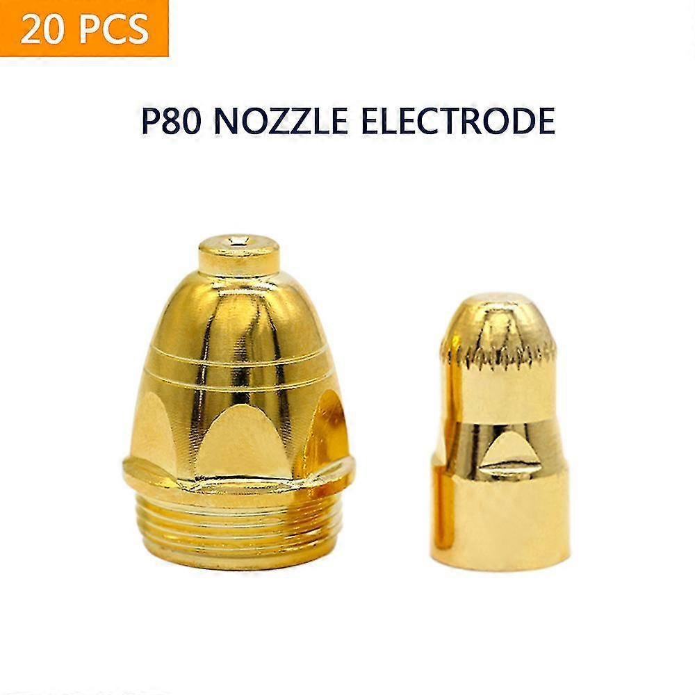 20pcs P80 Air Plasma Nozzles Tips Plasma Cutter Torch Consumables P80 Cnc Cutting Electrode Nozzle