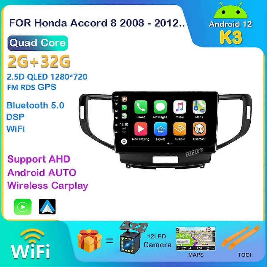 8G+128G For Honda Accord 8 Acura TSX 2008 - 2012 Car Radio GPS Android Multimedia System Navigation Auto BT No 2 Din DVD