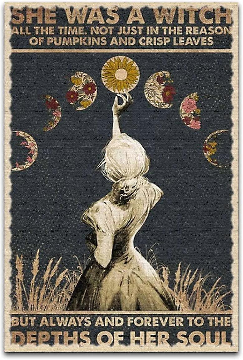 LINCMAN Moon Girl Witch She Was A Witch Affiche Verticale Profondeurs De Son Âme Affiche Peinture Ab