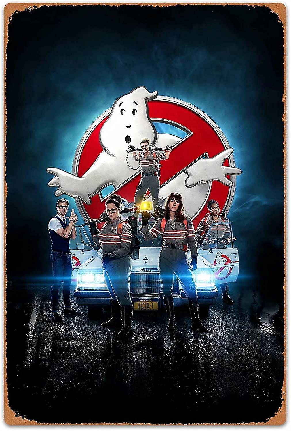 Ghostbusters Poster de Filme Placa de Metal Estilo Retrô Bar Quarto Quarto Casa Decoração de Parede 8x12 polegadas