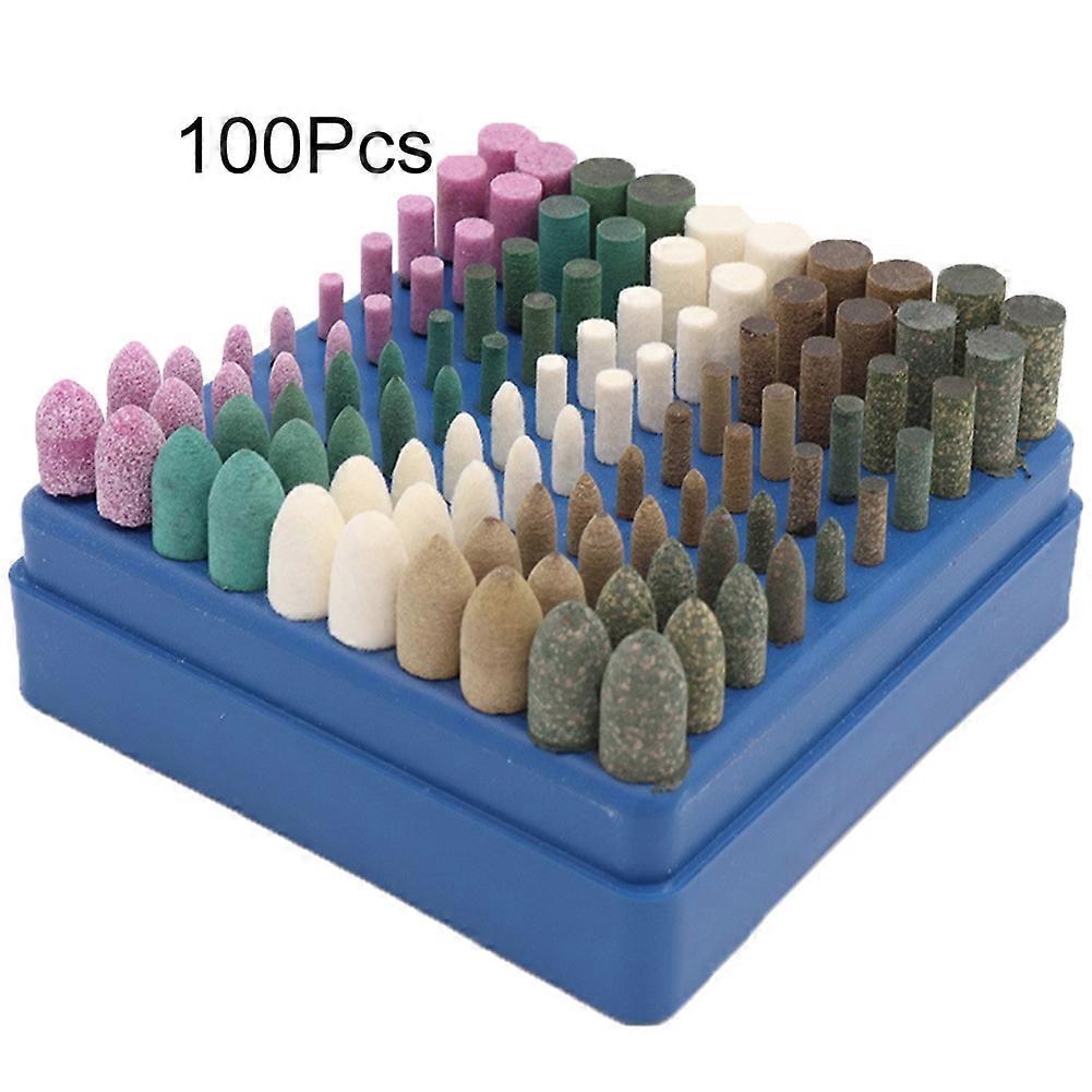 100Pcs Mixed Grinding Head Pointed Cylindrical Tip Rust Metal Polishing Tools QinHai