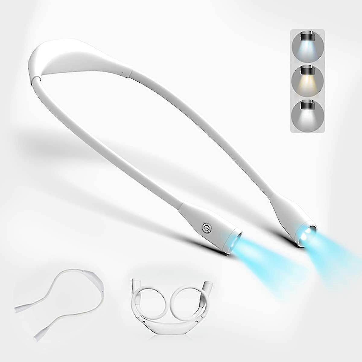 Led Neck Reading Lamp Book Lamp Rechargeable, 4 Leds Reading Light With 3 Adjustable Color Temperatures And Adjustable Brightness, Flexible Arm, Usb C