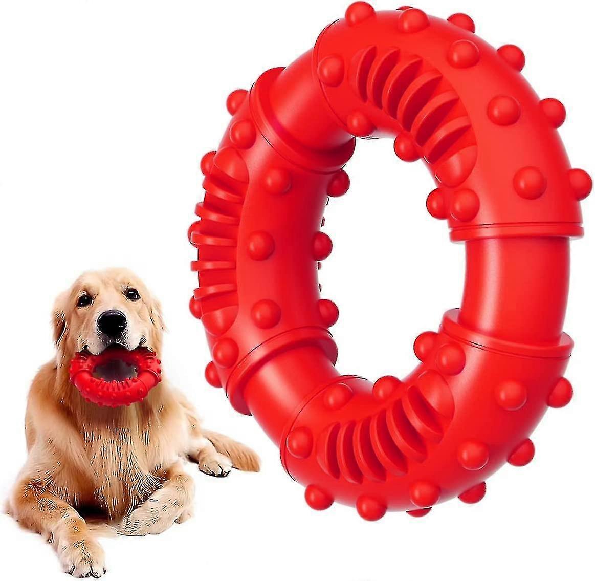 Dog Chew Toys For Aggressive Chewers Large Breed, Ring Rubber Dog Chew Toys Indestructible Dog Toys Squeaky Toys Durable